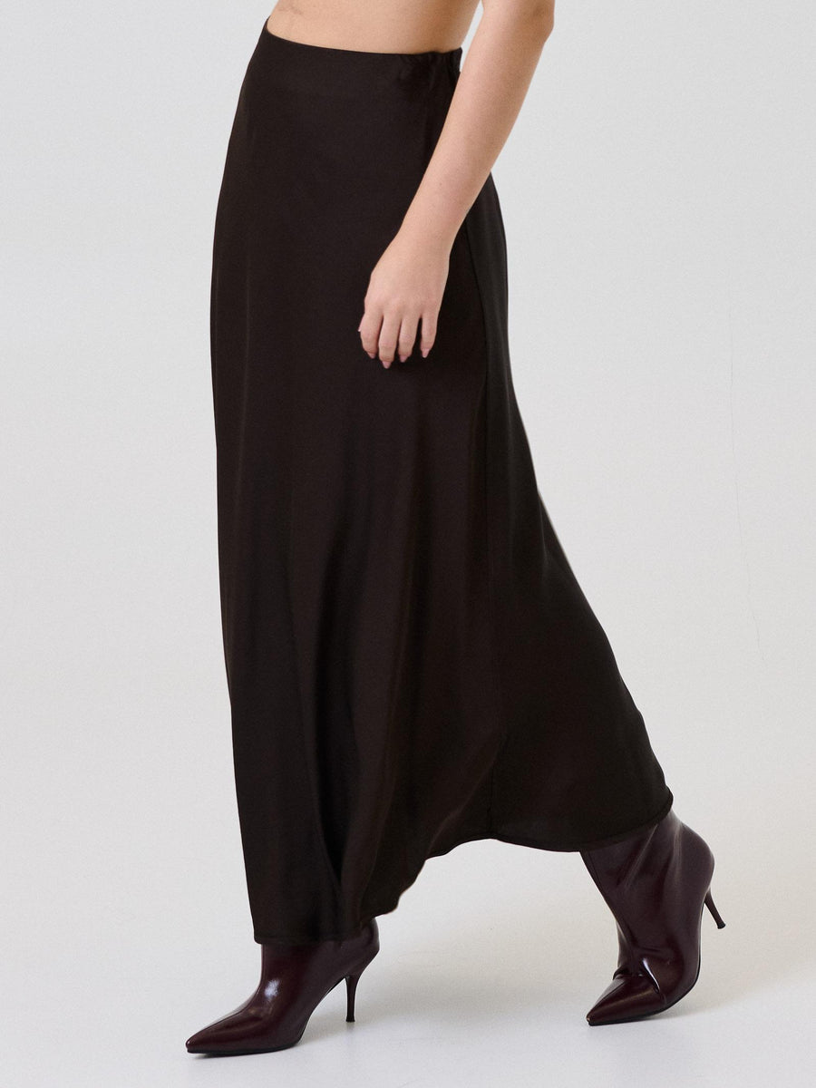 Gonna midi Armoire marrone scuro in raso FB952B22R MOKA Armoire 