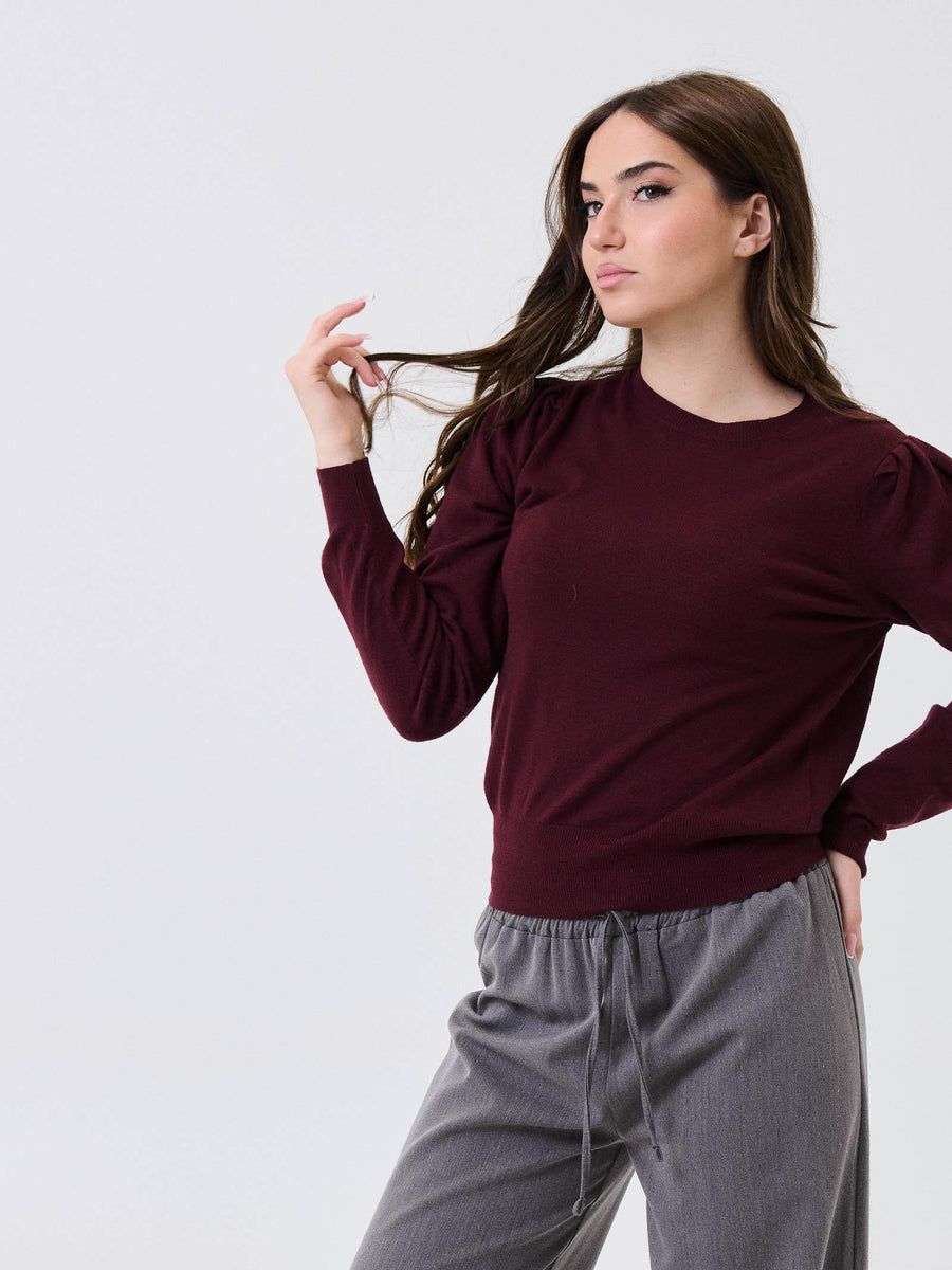 Maglione Armoire vino con spalle arricciate R2221 VINO Armoire 