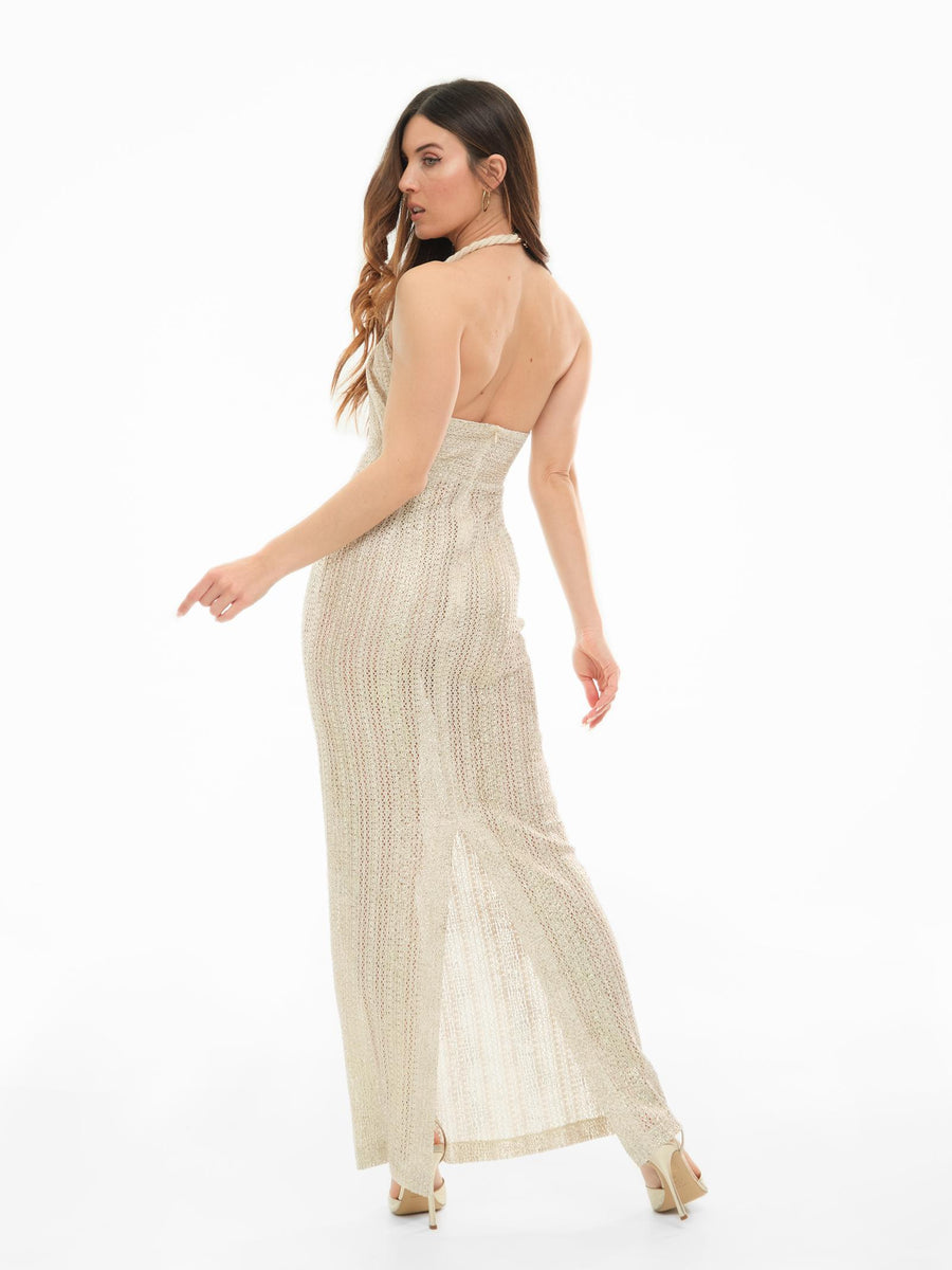 Abito cut out lurex Bohemian Vì oro con scollo a nodo BO002AB UNI Bohemian V 