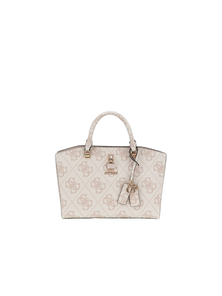 Borsa a mano Guess beige logo 4G con charm dorato HWOS9655060 DVL Guess 