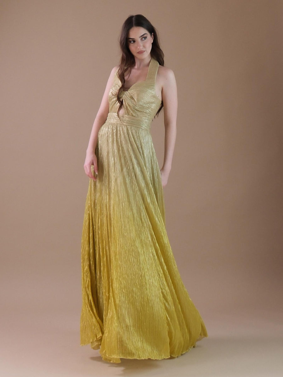 Zelda Dress degradè da oro a giallo e scollo arricciato AB4023 GOLD Silence Limited 