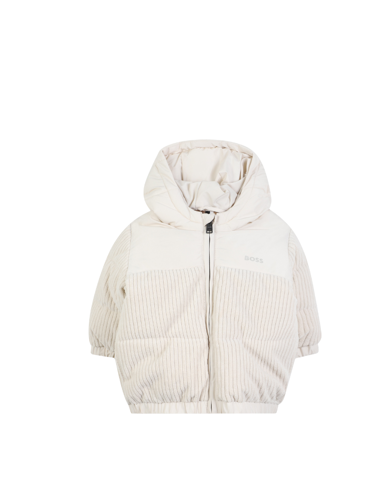 Piumino a coste Boss avorio con cappuccio J52478 21C Boss 