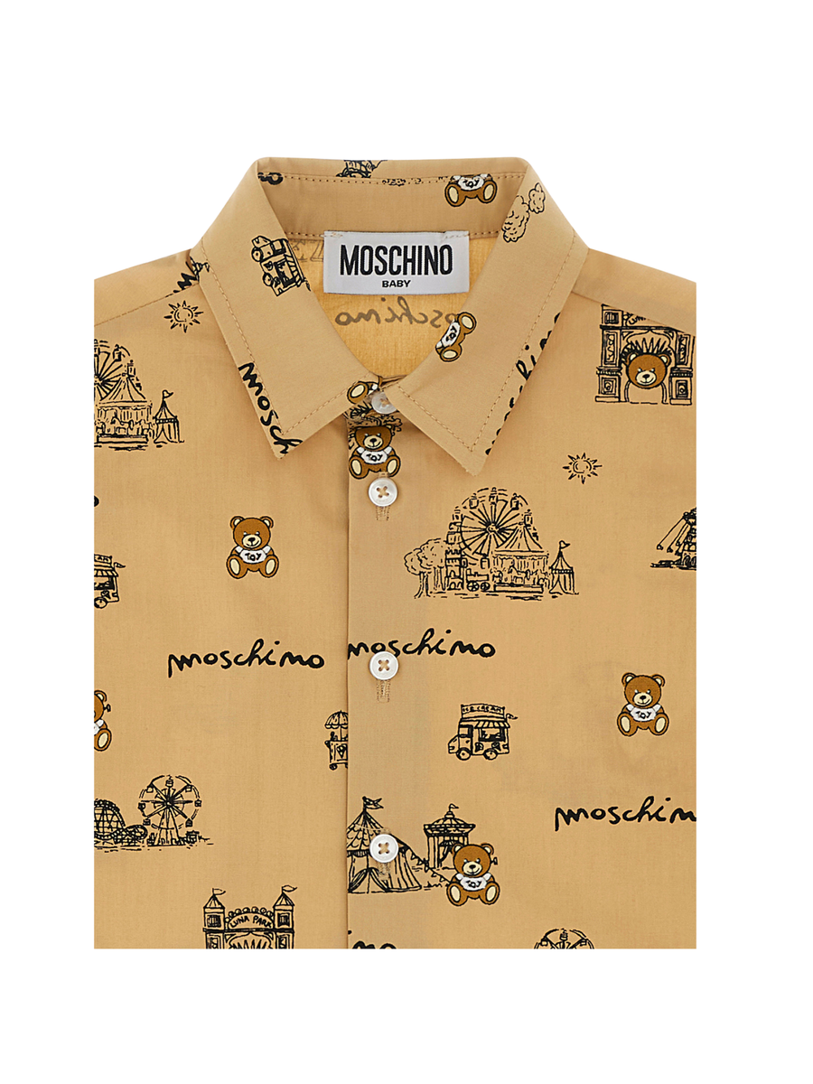 Camicia Moschino beige con orsetto toy e attrazioni MOC018 83445 Moschino 
