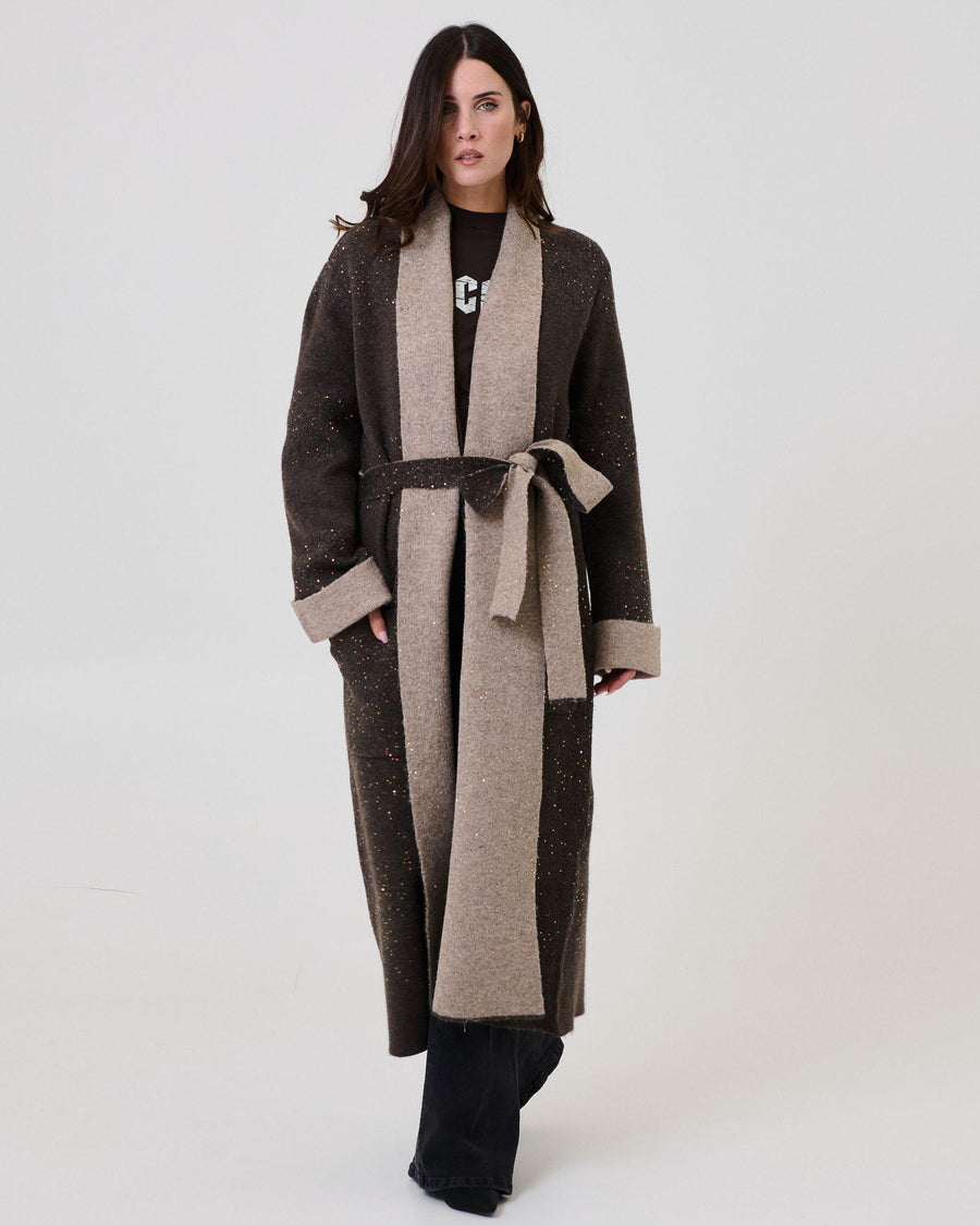 Cappotto in maglia Vicolo moro con micro paillettes 77003F MORO Vicolo 