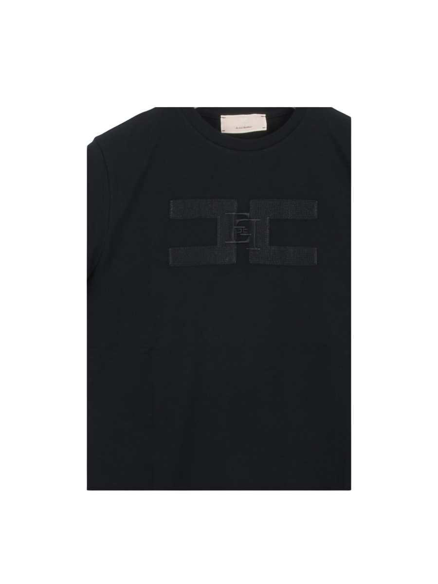 T-Shirt Elisabetta Franchi nera con logo in strass EFTS242 N000 Elisabetta Franchi 
