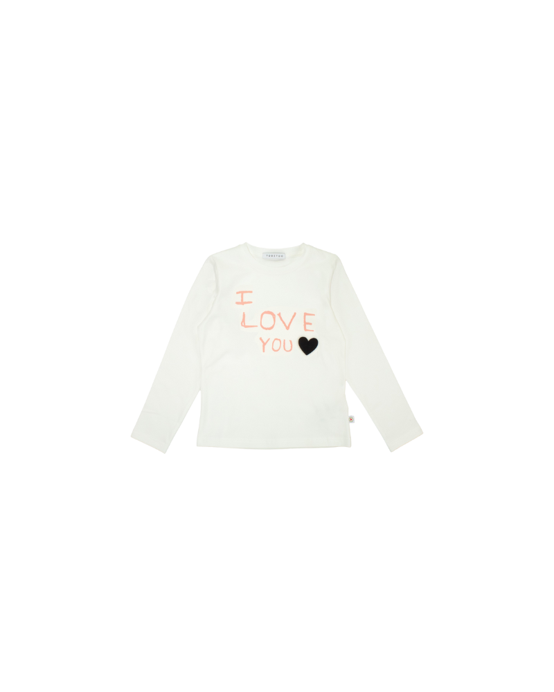 T-Shirt da neonata a maniche lunghe Tobetoo bianca "i love you" TN1120W25 LAT Tobetoo 
