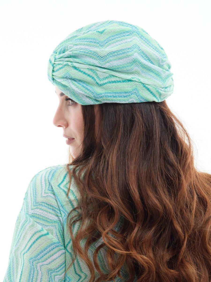 Turbante Pho Firenze verde acqua con motivi geometrici 9021007 FROZEN PHO FIRENZE 