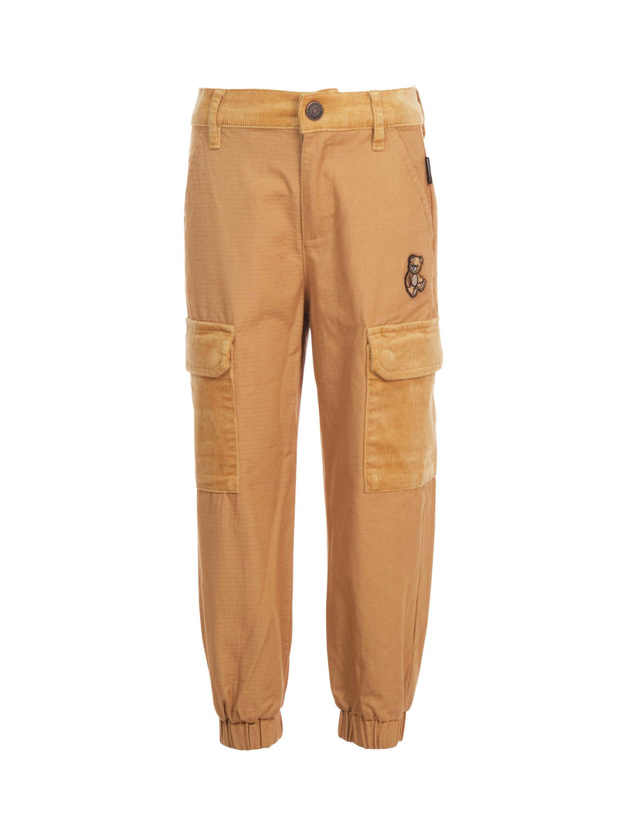 Pantalone cargo Moschino cammello con patch logo orsetto HUP08M 20351 Moschino 