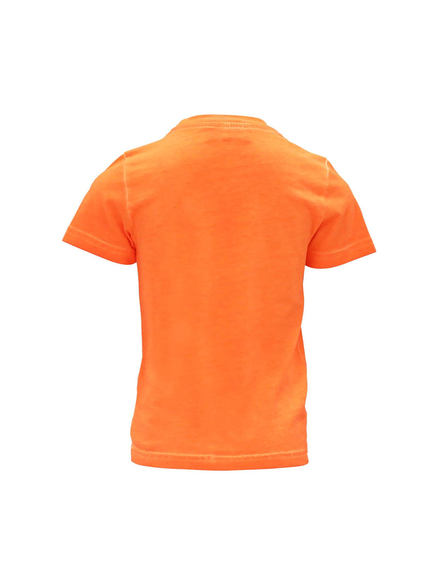 T-shirt arancio fluo con applicazione logo Icon verde DQ2416 DQ253 Dsquared 