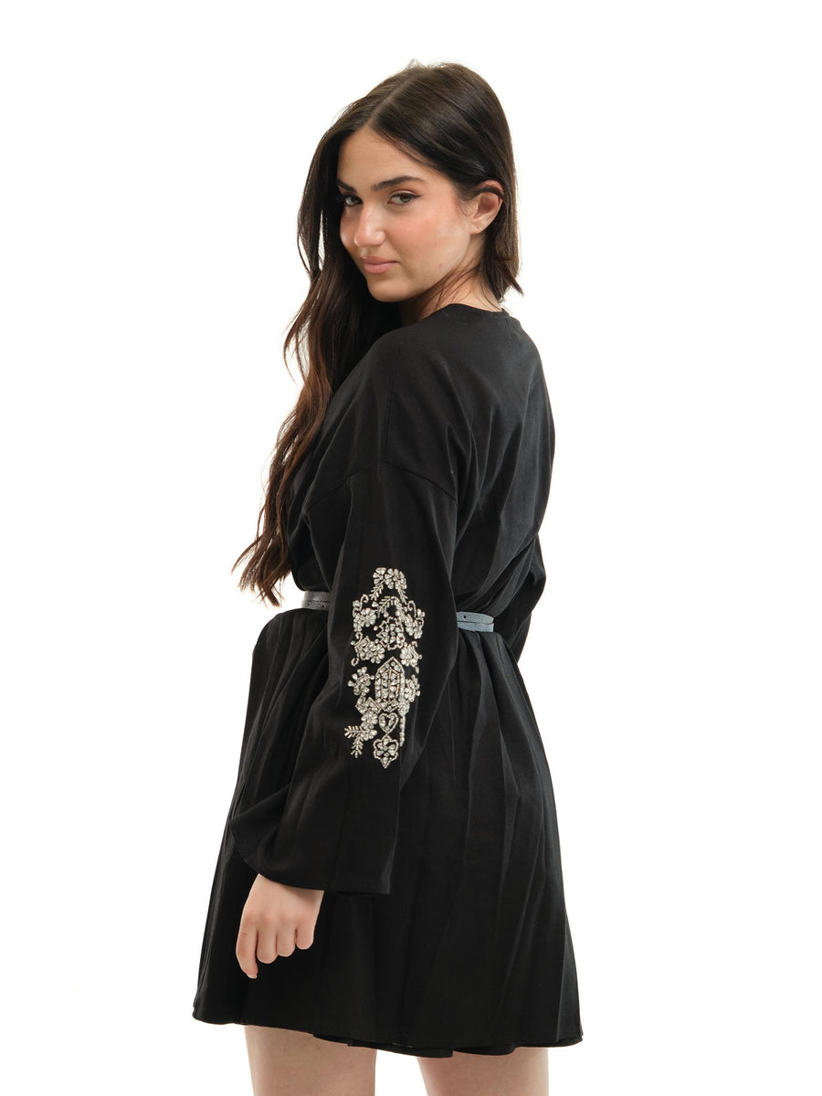 Kimono Haveone nero con applicazioni gioiello KMAN045 NERO Haveone 