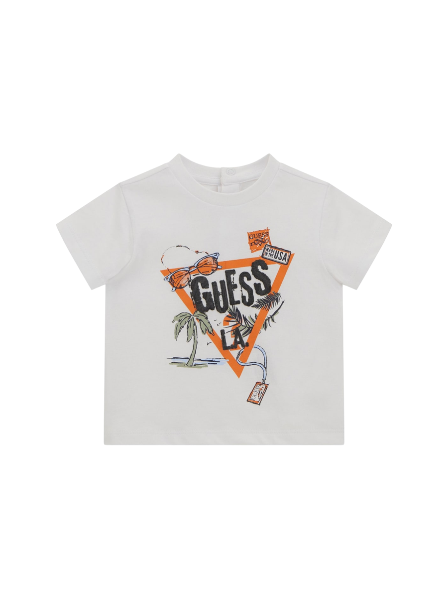 T-Shirt Guess bianca con stampa tropicale I5GI00K8HM4 G011 Guess 