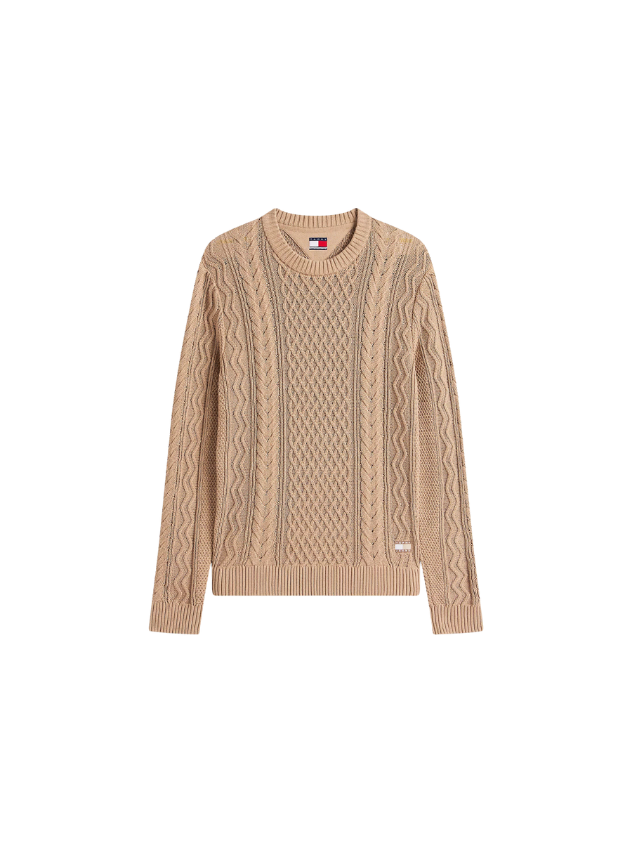 Pullover slim fit Tommy Hilfiger beige con distintivo DM0DM22101 0HD Tommy Hilfiger 