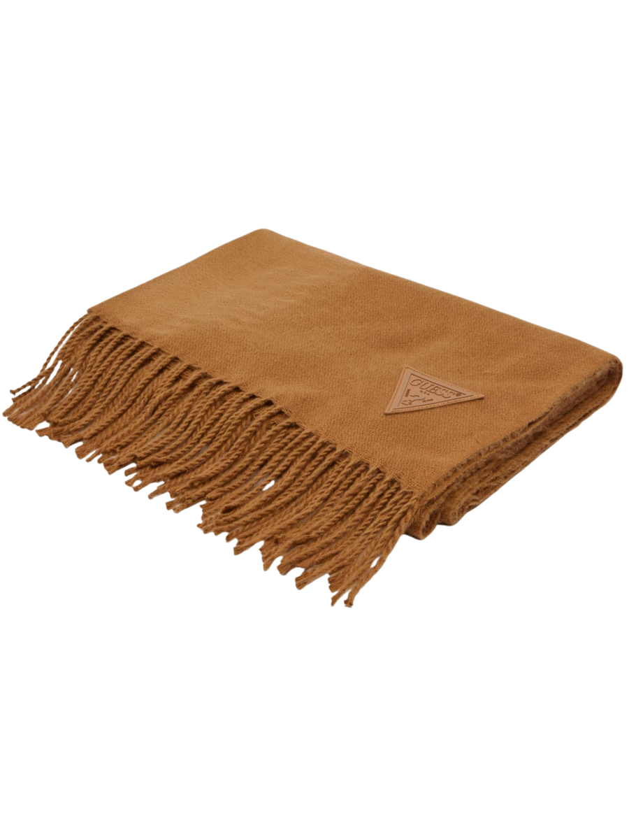 Sciarpa Guess beige con logo triangolare e frange ai bordi AM9568POL03 BEI Guess 