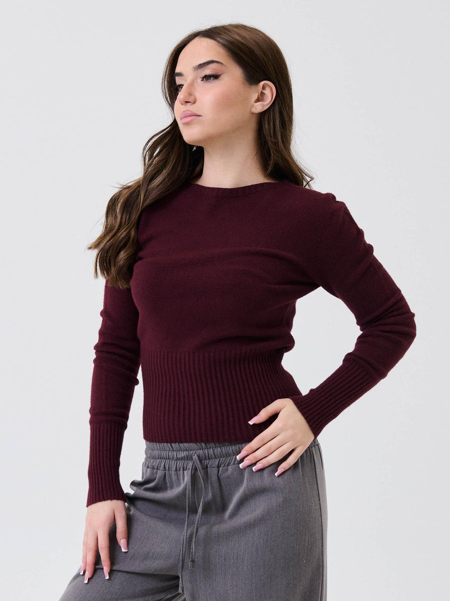 Maglia Armoire vino con fondo a costine IT991 VINO Armoire 