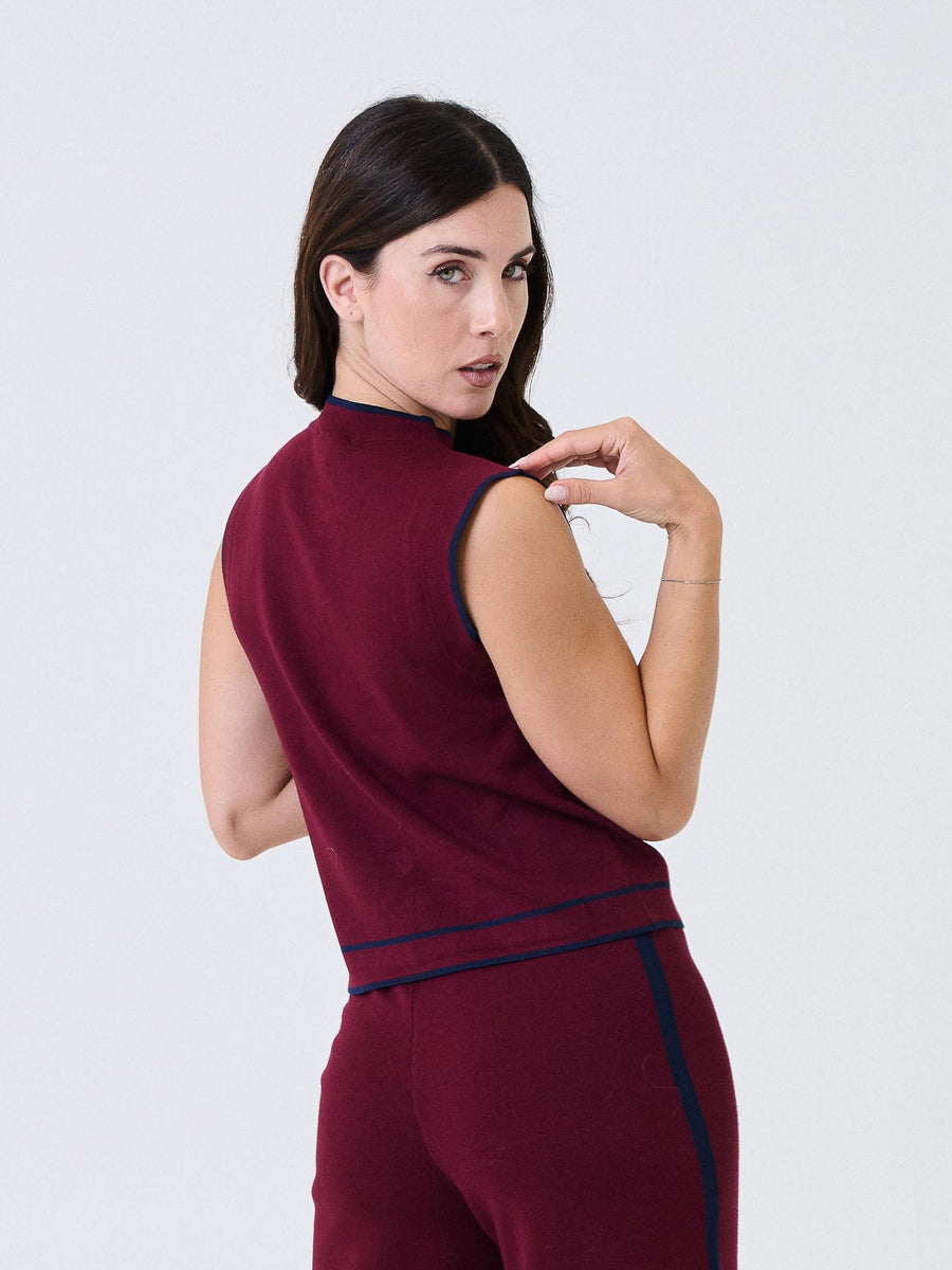 Gilet Kontatto bordeaux con finiture blu navy 3M0941C BORDEAUX kontatto 