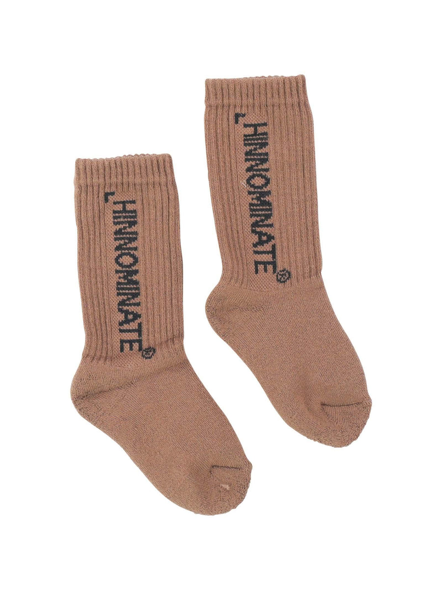 Calzino alto caffè con scritta 36UXSOC0026 CAF Hinnominate 