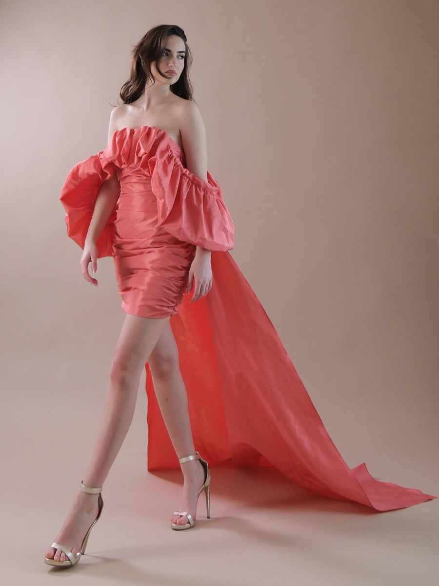 Abito pesca corto drappeggiato con coda removibile SD40266 PESCA Silence Limited 