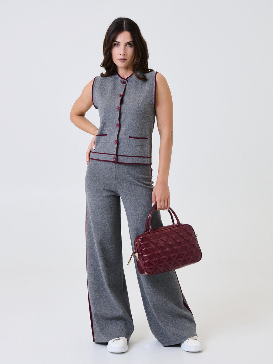 Gilet Kontatto grigio con finiture bordeaux 3M0941C GRIGIO kontatto 