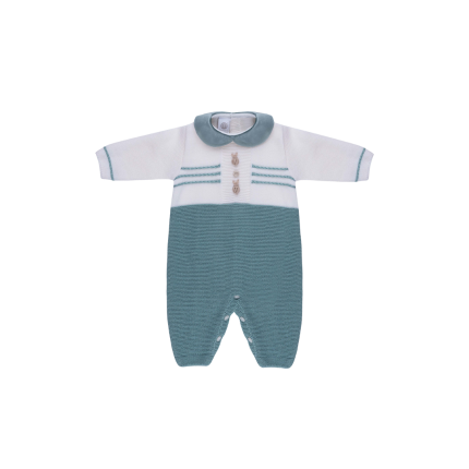 Tutina Marlù bianca e verde salvia con colletto in velluto IN6610 C26SA Marlù 