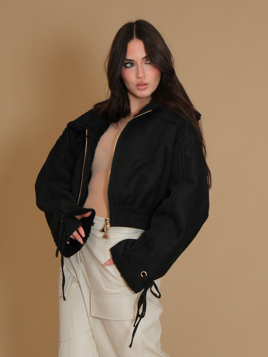 Giacca corta montone Bomber Sweden Silence Limited nera E534 NERO Silence Limited 