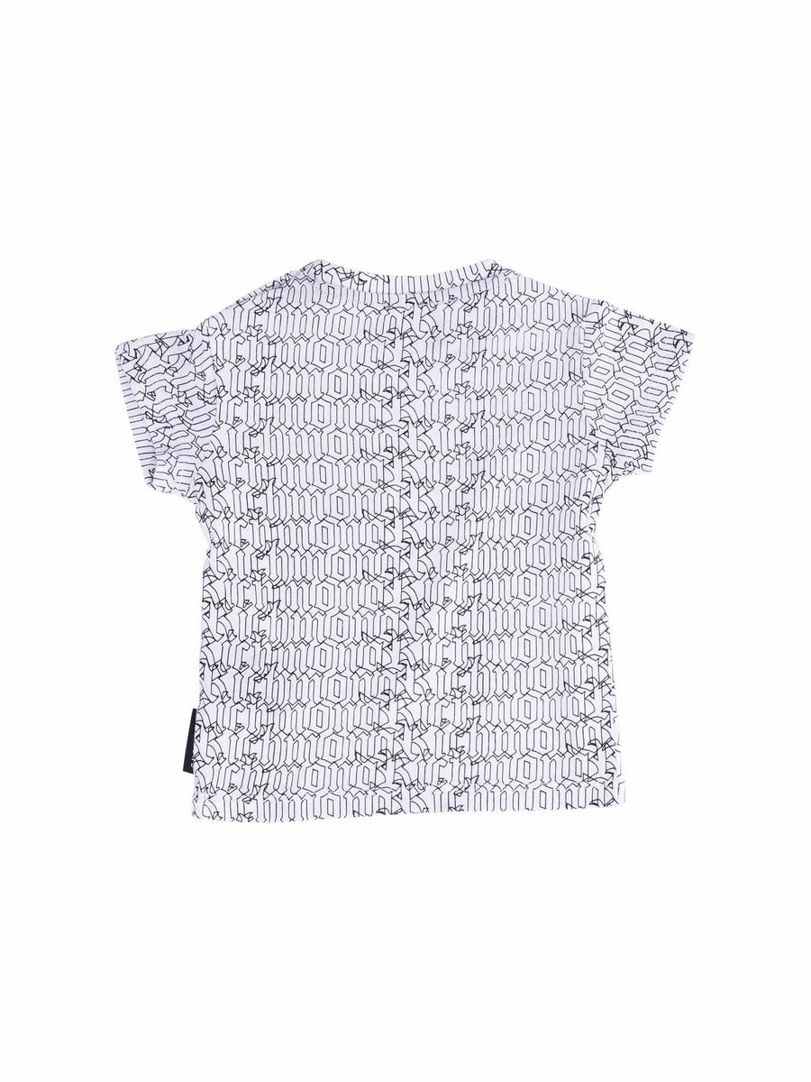 T-Shirt John Richmond bianca con logo gotico all over RIP25069TS BLACK/WHITE John Richmond 