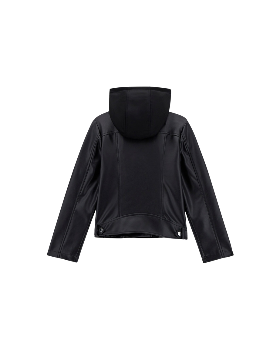 Giubbino in ecopelle Guess nero con cappuccio J5YL01WAEI0 JBLK Guess 