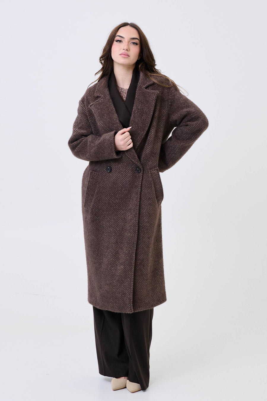 Cappotto lungo Armoire moro effetto bouclé 71358 MORO Armoire 