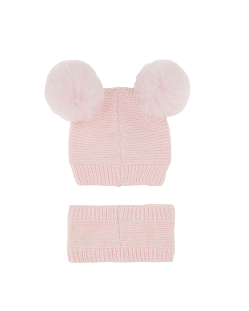 Set berretto e scaldacollo Guess rosa con doppi pompon A4BZ01Z2QP0 G6K9 Guess 