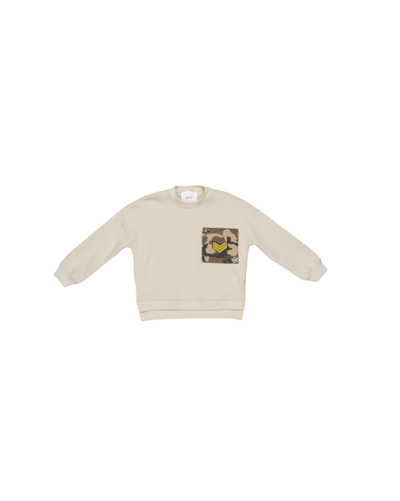 Felpa Lulù Miss Grant beige con taschino militare LL4044 BEIGE Lulù by Miss Grant 