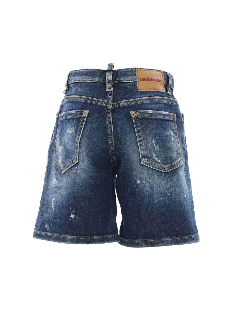 Bermuda in denim blu scuro con schiariture DQ0782 DQ01 Dsquared 