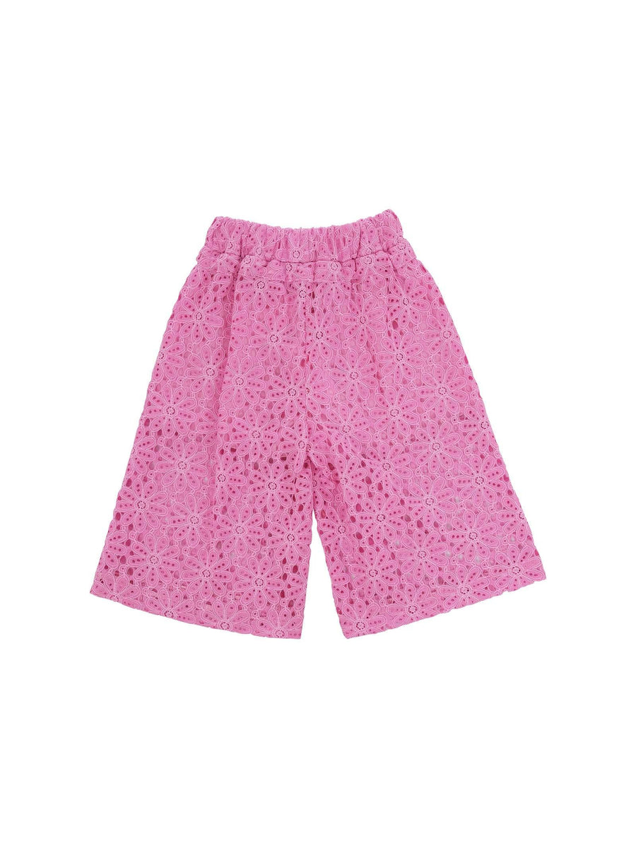 Pantalone Miss Grant rosa con ricami floreali all over MG1355 FLAMI Miss Grant 