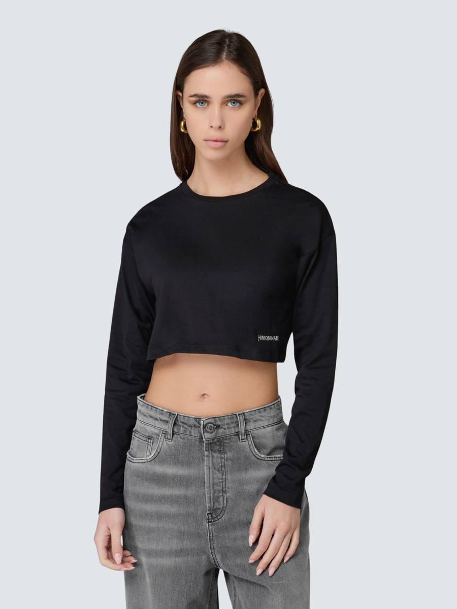 Top crop Hinnominate nero a maniche lunghe HMABW01942 NE01 Hinnominate 