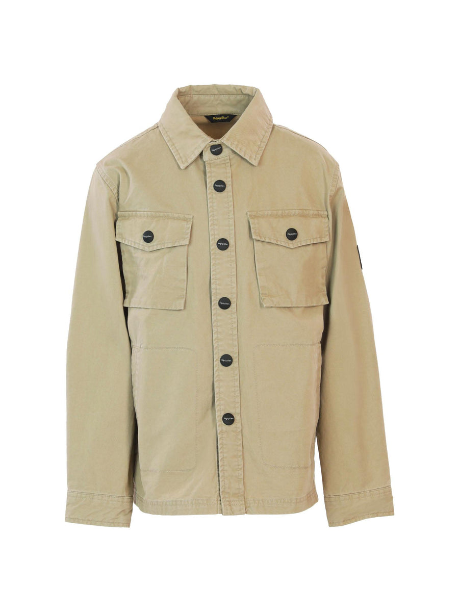 Camicia beige in cotone con bottoni logati neri RW430 BEIGE Refrigiwear 