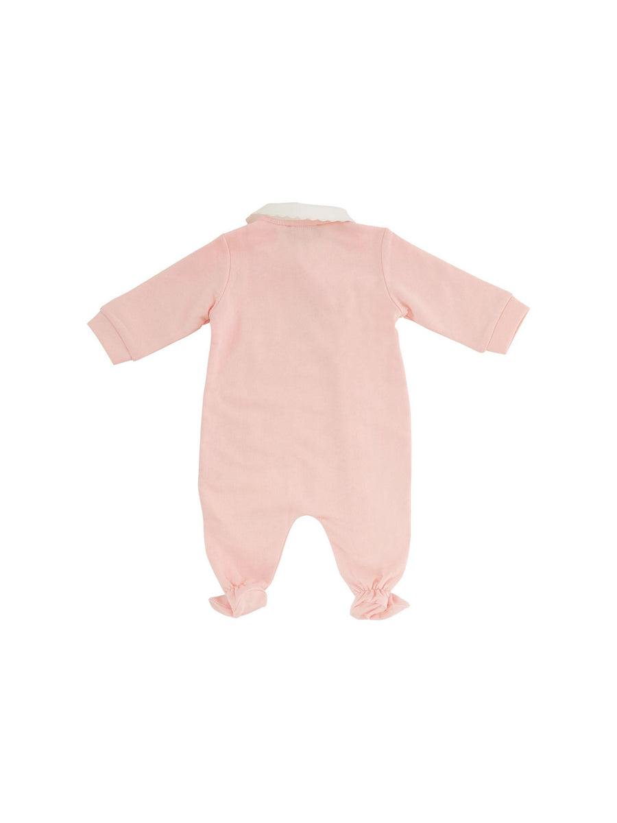 Tutina Moschino rosa con motivi ricamati bianchi MUY08N 50209 Moschino 