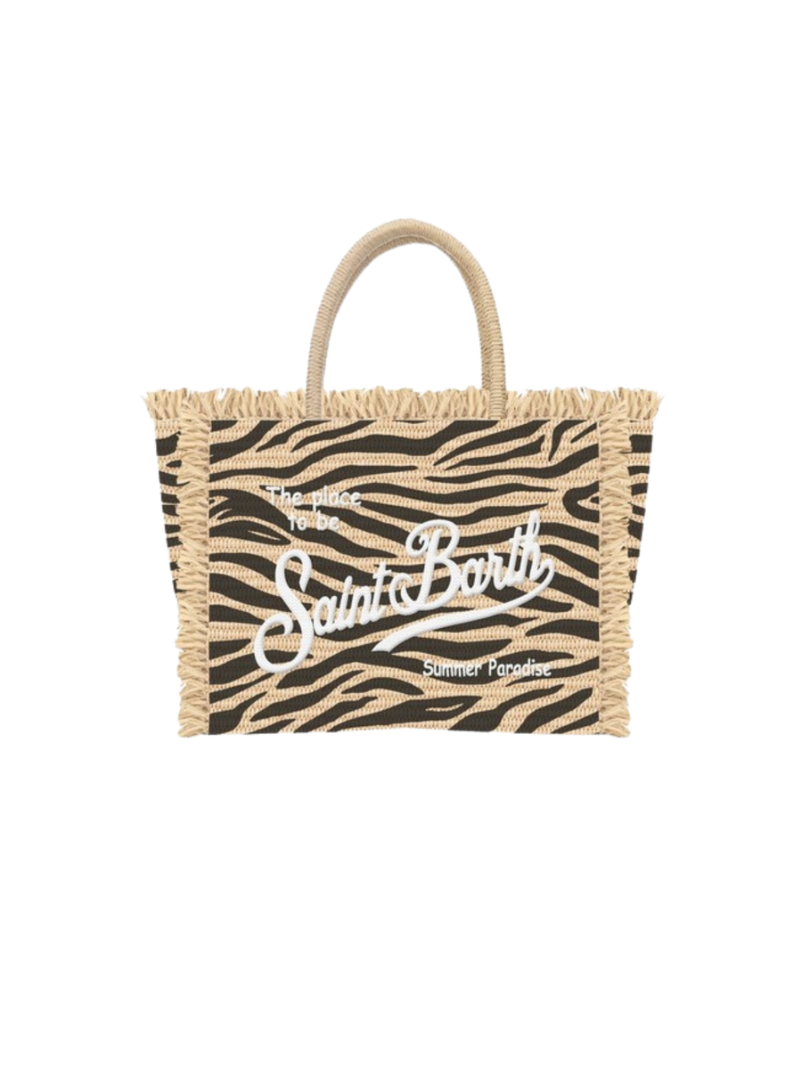 Borsa "colette straw handbag" Saint Barth zebrata marrone e beige COL0017 04251H MC2 SAINT BARTH 