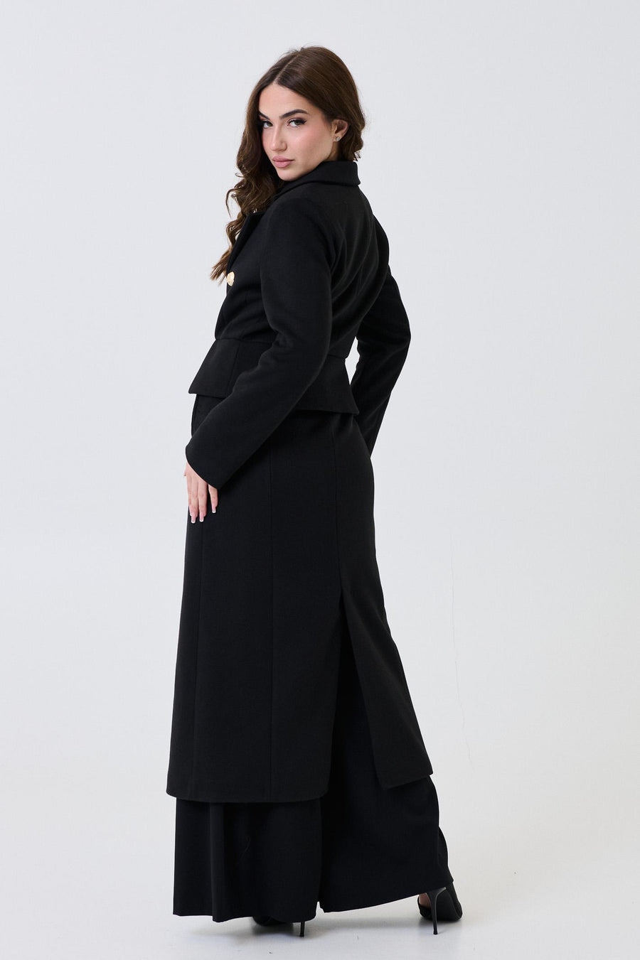 Cappotto doppiopetto lungo Armoire nero con bottoni dorati VIOLET NERO Armoire 