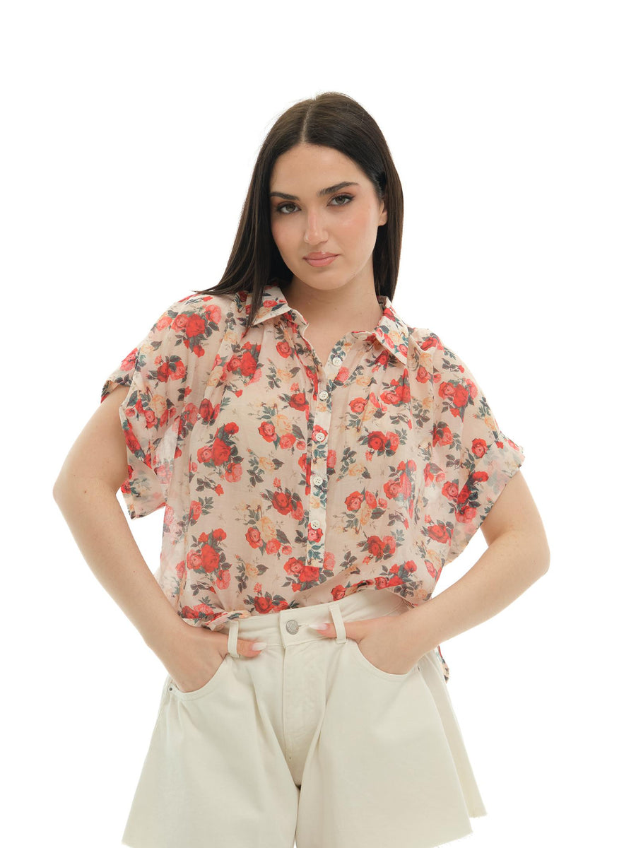 Camicia Vicolo panna a fantasia floreale TD2236 PANNA Vicolo 