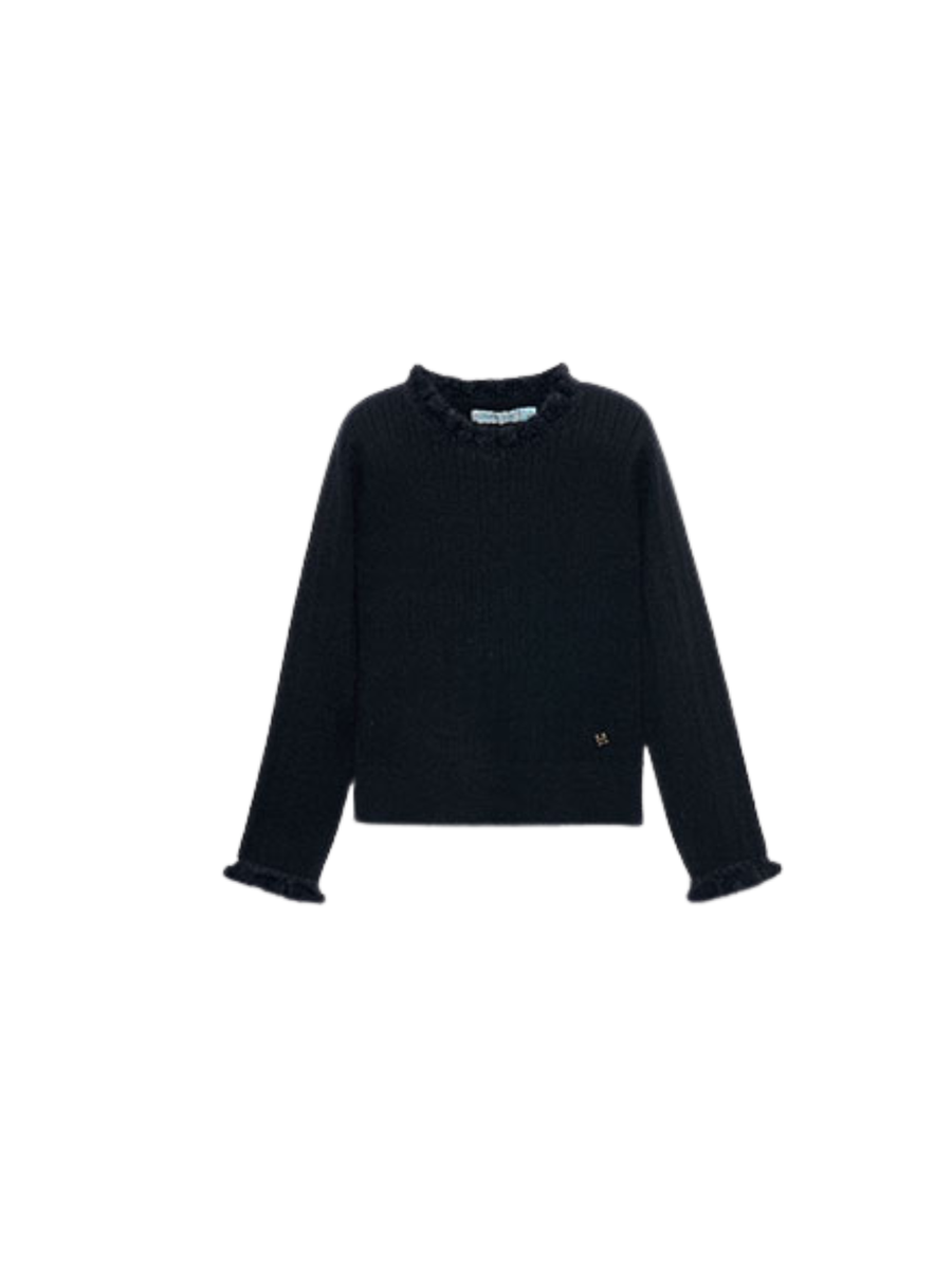 Maglione Abel & Lula nero con dettagli in pelliccia effetto fluffy 5835 Nero Abel & Lula 