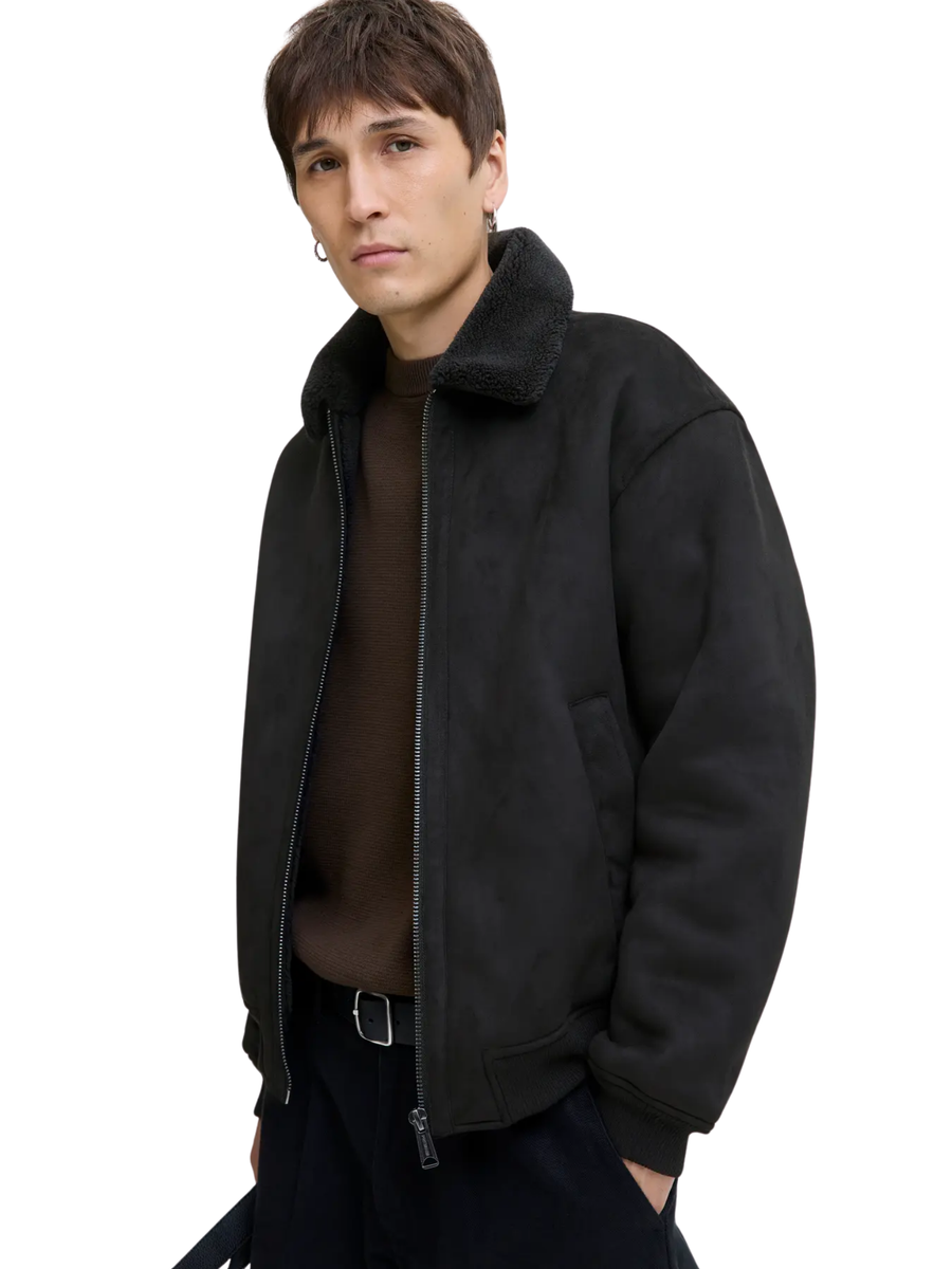 Giubbino Jack & Jones nero con interno in ecopelliccia tono su tono 12282444 Black Jack & Jones 