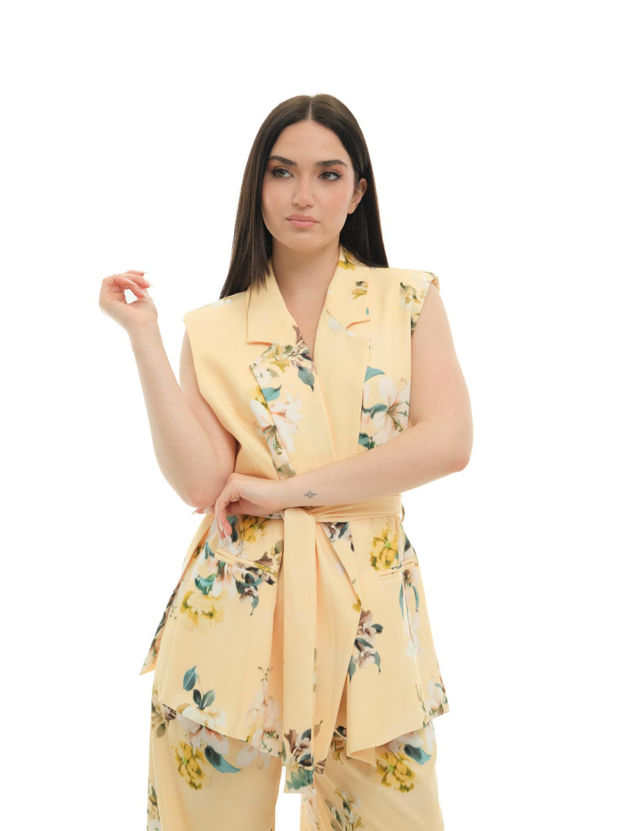 Gilet Vicolo in giallo a fantasia floreale TD2255 GIA Vicolo 