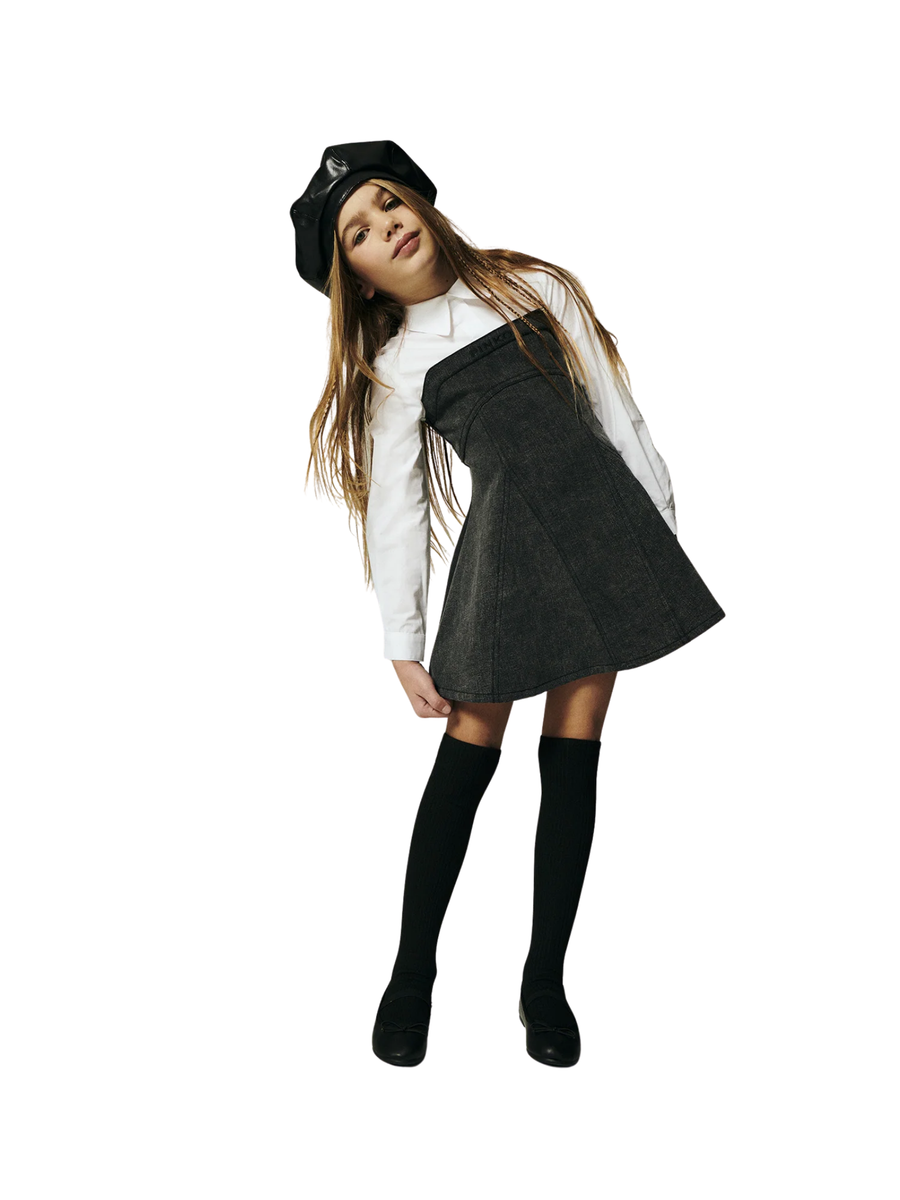 Abito in jeans Pinko nero con camicia incorporata KFAB023 D809 Pinko 