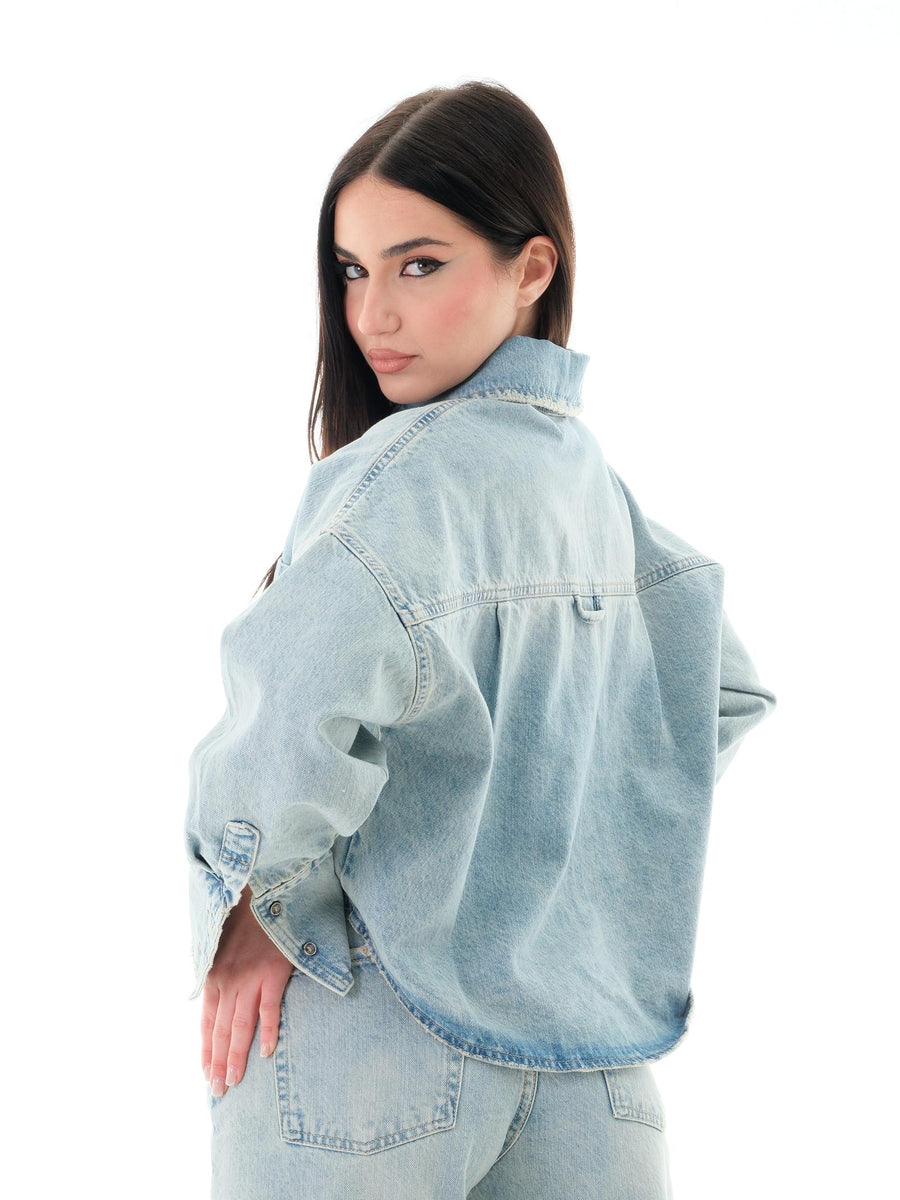 Camicia cropped Vicolo blu chiaro in denim DD5125 DNM Vicolo 