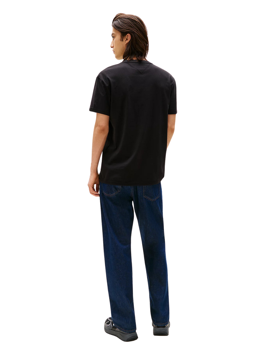 T-shirt Tommy Hilfiger nero con logo lineare ricamato DM0DM20744 0GK Tommy Hilfiger 