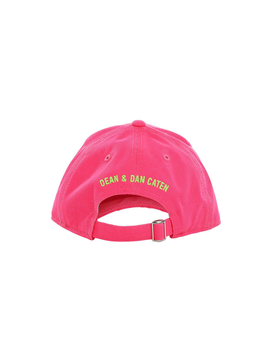 Cappello fucsia fluo con visiera e logo Icon verde fluo DQ2429 DQ318 Dsquared 