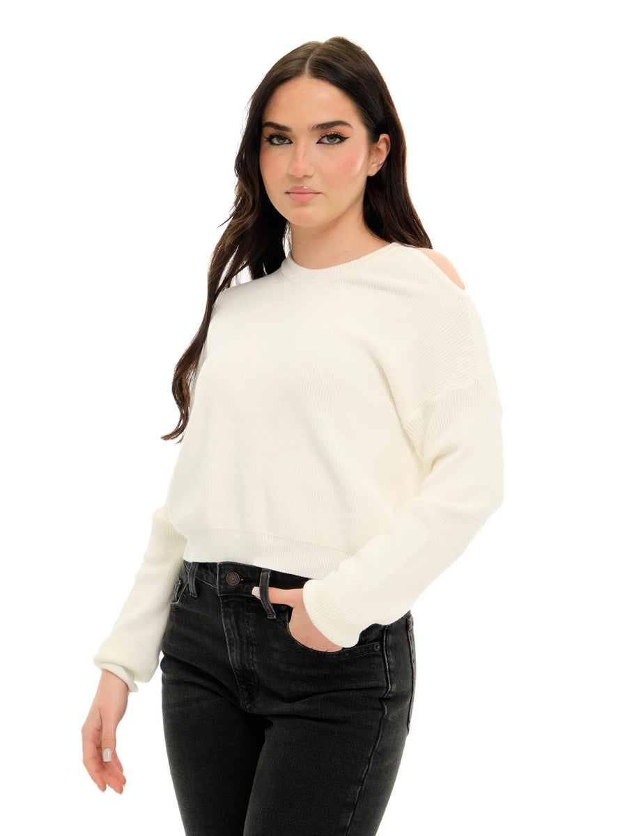 Maglia Vicolo bianca con spalla scoperta 77054D BIA Vicolo 