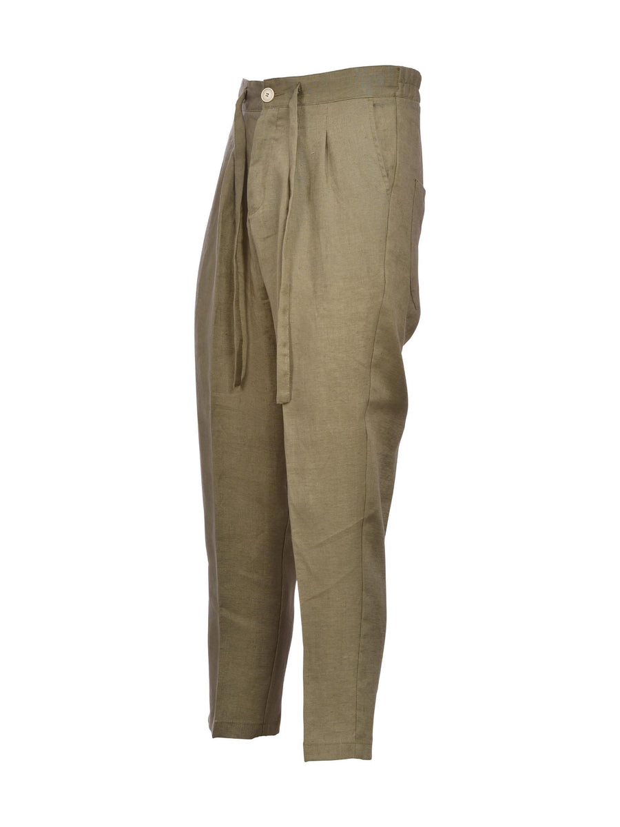 Pantalone verde militare in lino AD7560T1730 32 Alessandro Dell'Acqua 