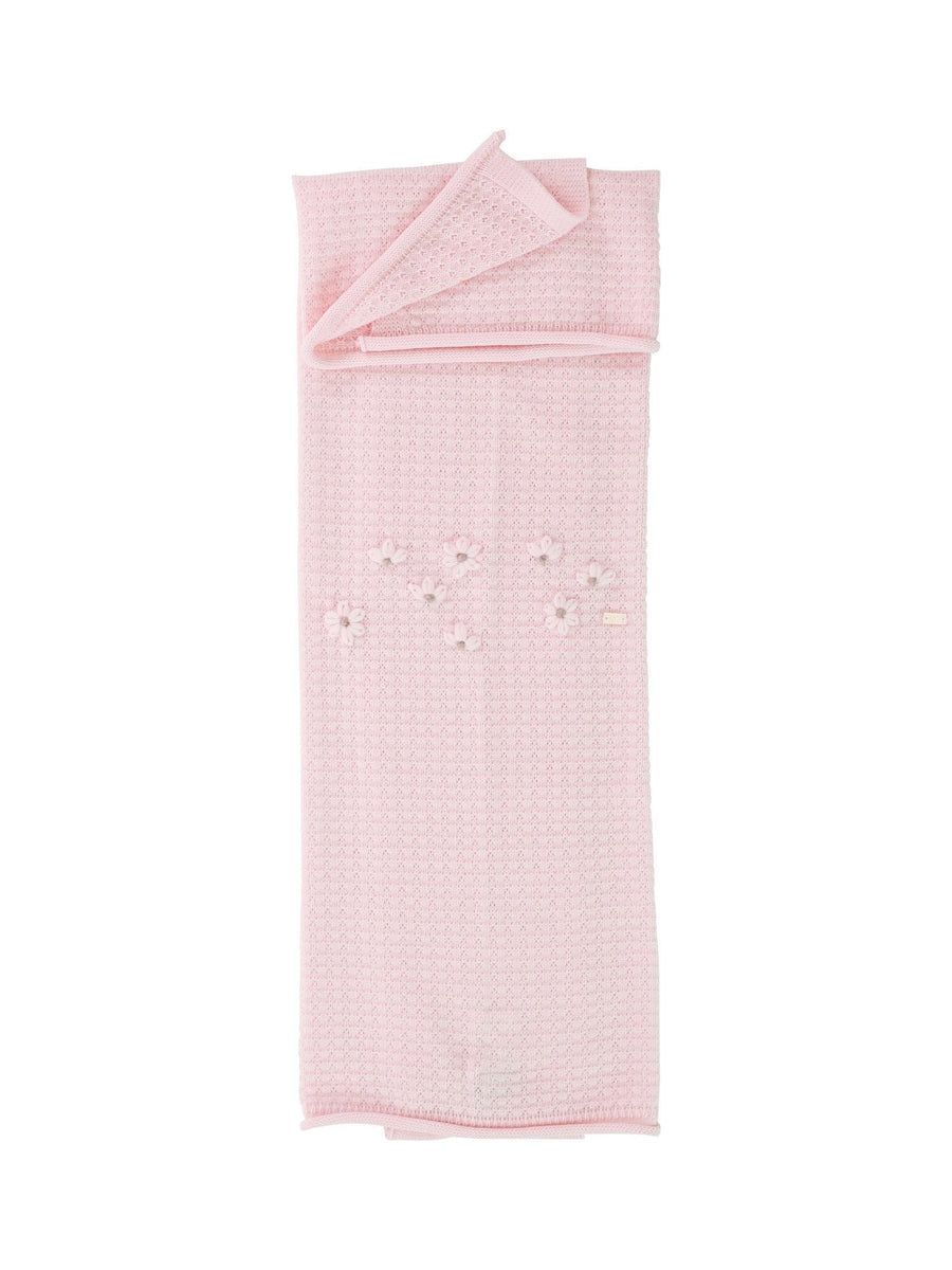 Coperta rosa chiaro con fiori ricamati IG1180 C3 Marlù 