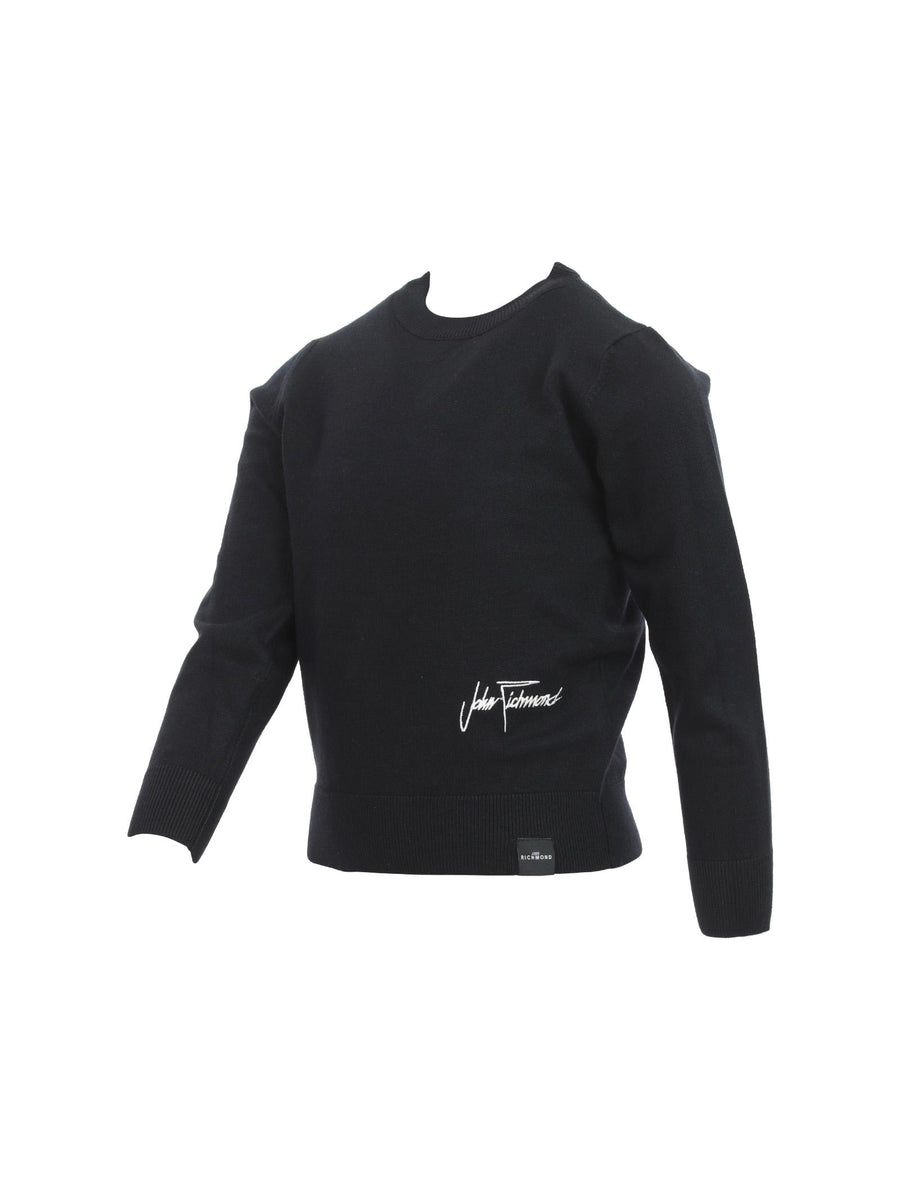 Maglioncino John Richmond nero logo ricamato RBA24066MA BLK John Richmond 