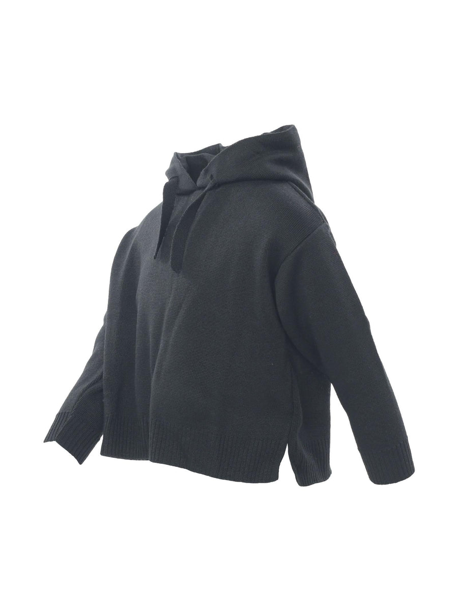 Felpa in maglia con cappuccio nero W0219 BLK kontatto kids 