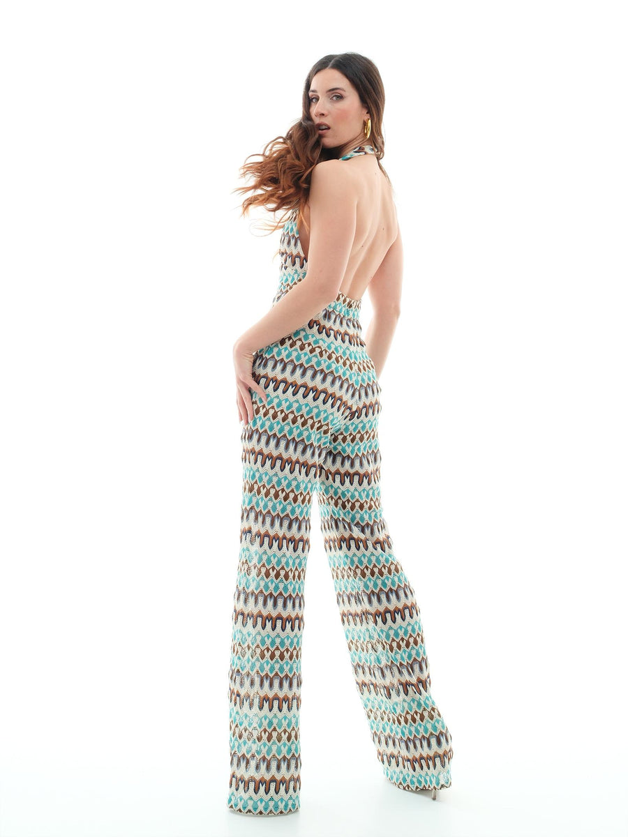 Jumpsuit Bohemian Vì bianca con profili turchese TUT144 UNI Bohemian V 